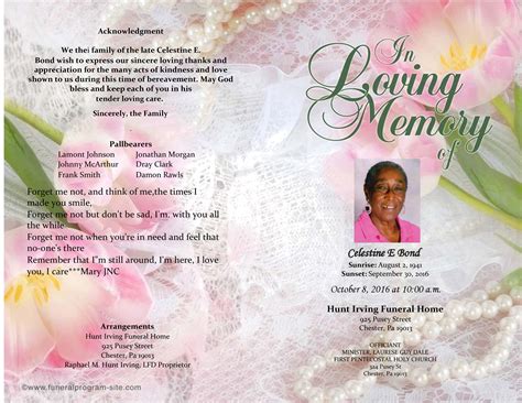 Funeral Program Template Photoshop And Ms Word Template Flower Funeral