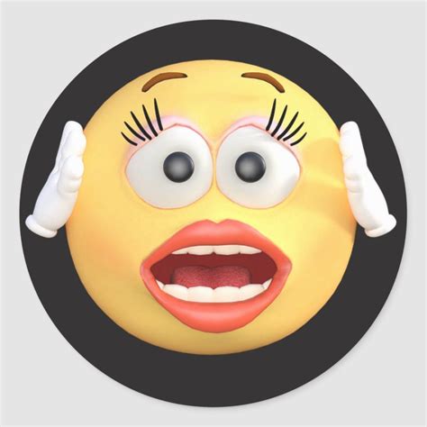 Face Emoji With Surprised Face Classic Round Sticker Size Small 1½