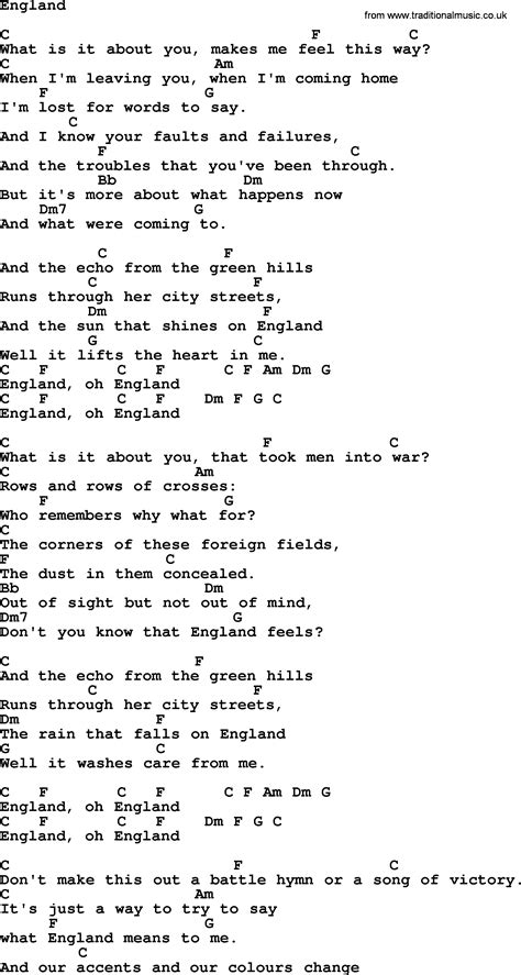 England By Ralph Mctell Lyrics And Chords