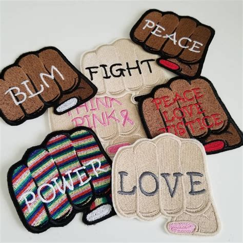Fist Phrases Embroidered Patch Custom Fist Patches Power Etsy