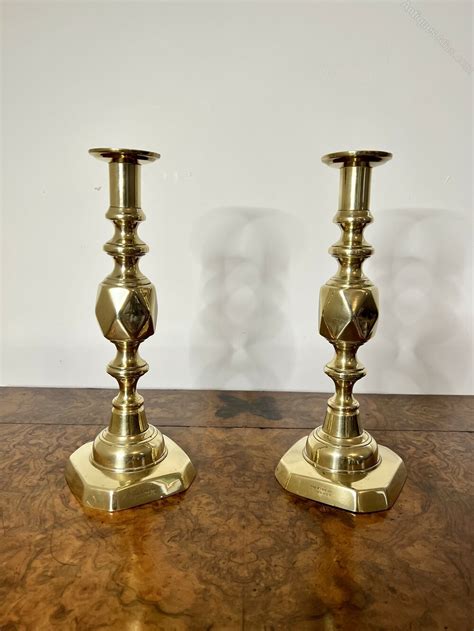Antiques Atlas Large Pair Of Antique Victorian Brass Candlesticks