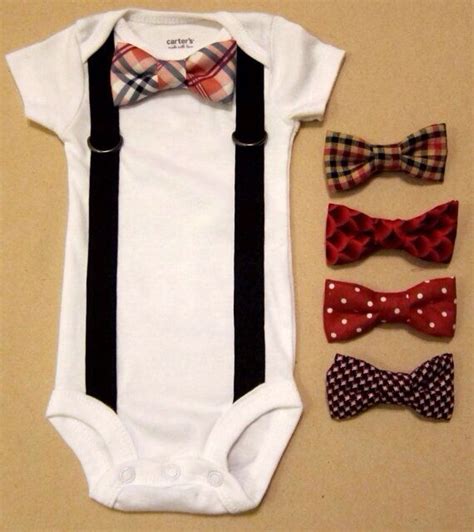 Baby Boy Suspender Outfit With Your Choice Of 1 Removable Bow Tie New