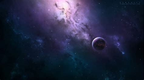 Papel De Parede Galáxia Planeta Estrelas Arte Do Espaço Nebulosa