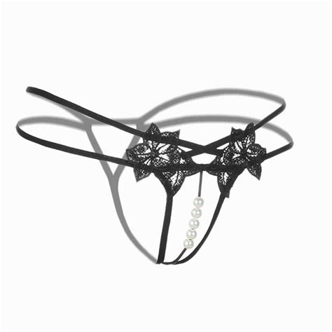 Buy Sexy G String Floral Lace Strap Thong Imitation Pearl Women Honeymoon Underwear At