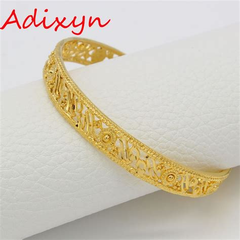 Adixyn 57cm244inchopenable New Dubai Bangle For Women Gold Color Jewelry Ethiopian African