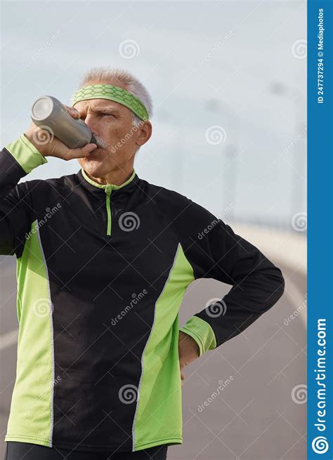 Senior Sportsman Drinking Water Stock Photo Image Of Healthcare