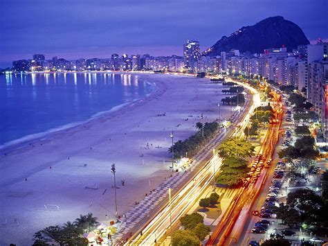 Night Copacabana Beach Rio De Janeiro Brazil Looks Terrible Beauty Hd