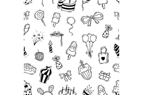 Doodle Birthday Icons Seamless Pattern Graphic By Padmasanjaya · Creative Fabrica