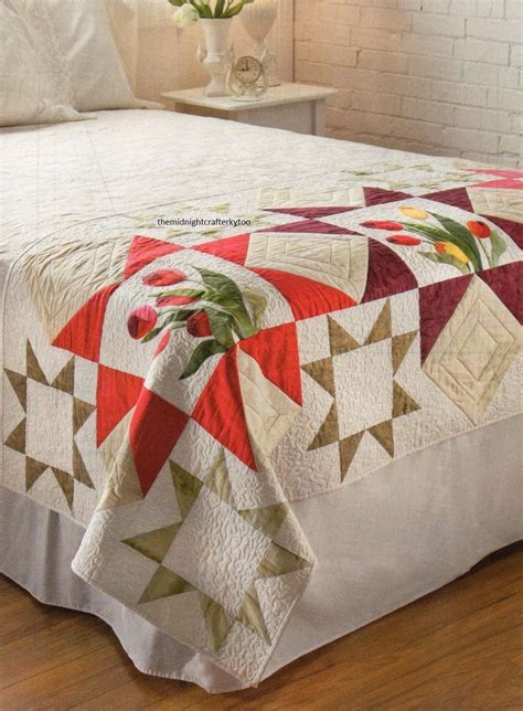 Tulip Bed Runner Quilt Pattern Piecedapplique Bc Bed Quilt Patterns