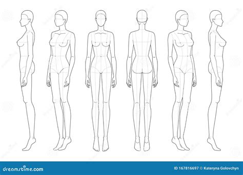 Fashion Template For Women Body Technical Drawings Cartoon Vector 168321851