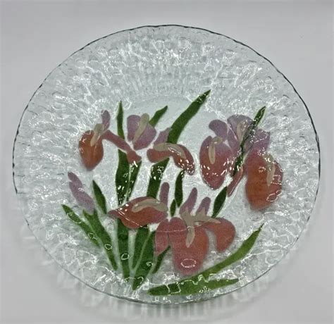Vintage Sydenstricker Floral Fused Art Glass Plate 19 99 Picclick