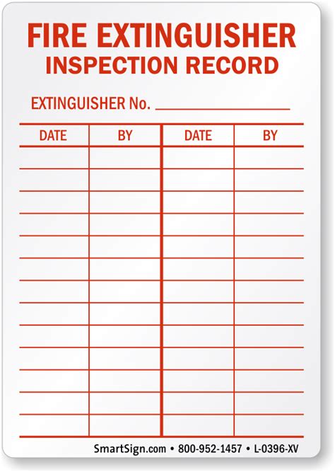 Fire Extinguisher Log Template