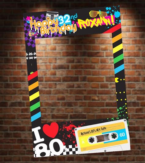 80s Theme Photo Booth Party Prop Frame Digital File By Imajenit