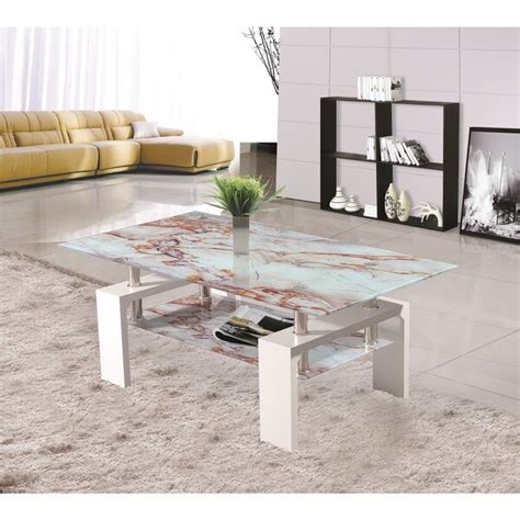 Shop White Marble Rectangle Coffee Table Free Shipping Today
