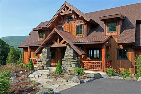 Stone And Wood Entrance Rustic House Plans Log Home Plans Log