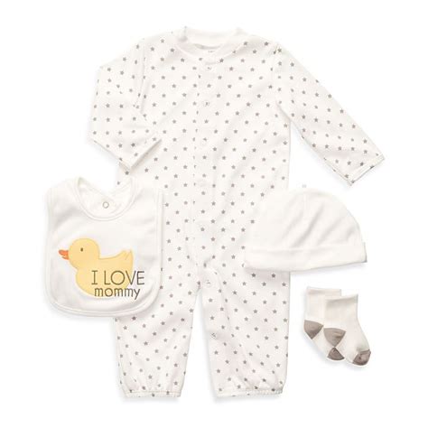 Carters 3m Convertible 4 Piece Layette Set In White Buybuy Baby
