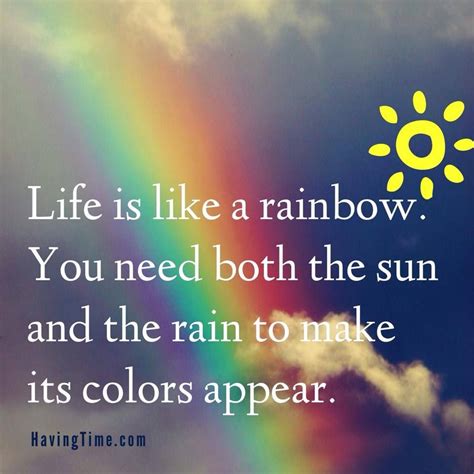 Life Is Like A Rainbow You Need Both The Sun And The Rain To Make Its