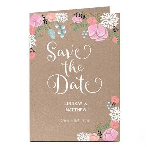 Design your own custom cards, invitations, stationery for holiday, birthdays, weddings, graduation + more. Buy Personalised Save The Date Card - Rustic Floral for GBP 1.79-2.79 | Card Factory UK