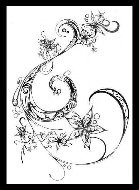 Flowers Swirl Tattoo Star Tattoos Star Tattoo Designs
