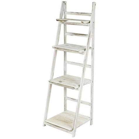 Hartleys 4 Tier Folding Ladder Shelf White Wash Uk