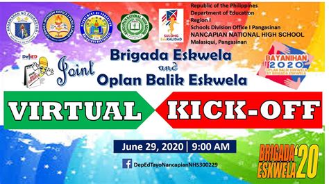 School Based Brigada Eskwela And Oplan Balik Eskwela Virtual Kick Off