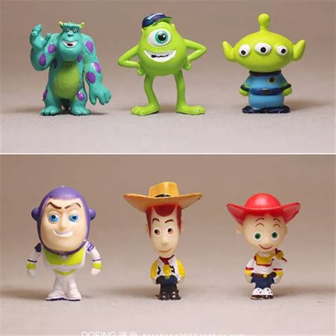 6pcs 3cm Toy Story Woody Buzz Lightyear Jessie Alien Sulley And Mike Small Figure Toys Cute