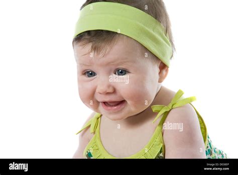 Happy Baby Girl Smiling Isolated Over White Stock Photo Alamy