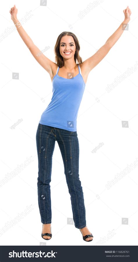 See more ideas about post cards, cards, postcards inspiration. Full Body Portrait Of Happy Gesturing Cheerful Smiling Woman, Isolated Over White Background ...