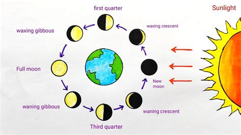 Phases Of Moon Explained Using Drawing Phases Of Moon Diagram Drawing