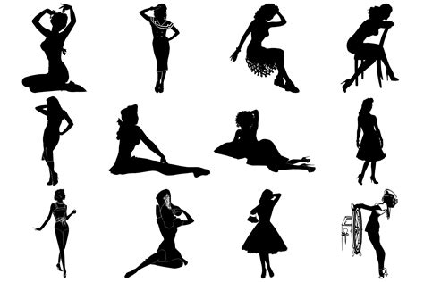 Retro Pin Up Girl Silhouettes Ai Eps Png By Me And Ameliè Thehungryjpeg