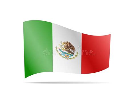 Waving Mexico Flag In The Wind Flag On White Vector Illustration Stock