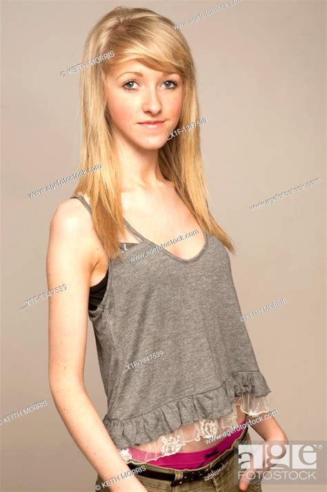 A Slim Blonde 14 Year Old Teenage Girl Uk Stock Photo Picture And