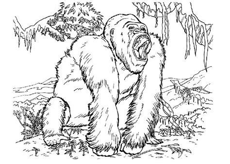 The dinosaurs wanted to devour her, but king kong manages to we hope these king kong coloring pictures to color appeal to your child's wild imagination. King Kong coloring pages