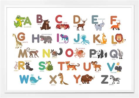 Animal Poster Alphabet Instant Download Unique Toddler Toys Etsy