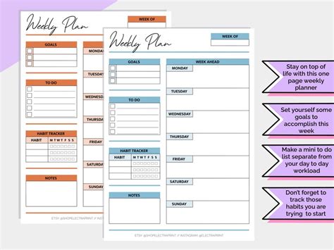 Weekly Planner Printable Planner Pages Life Admin Etsy