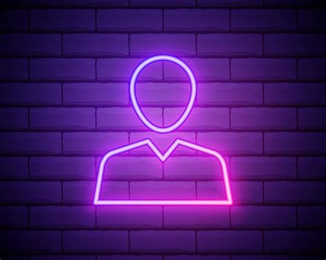 Avatar Profile Pink Neon Icon Brick Wall Background Pink Neon Vector