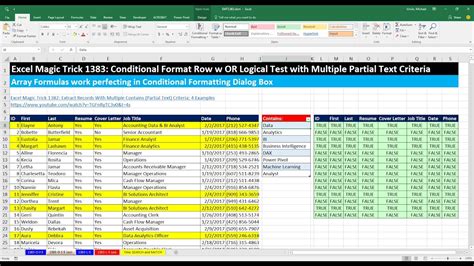 Excel Magic Trick 1383 Conditional Format Row W Or Logical Test With