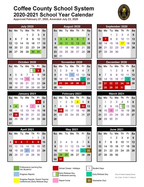 2020 2021 School Calendar Coffee County School System