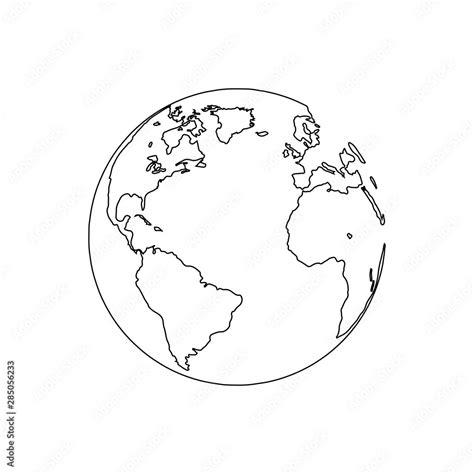Planet Earth World Map White And Black Outline Colors Design Vector