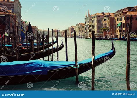 Gondolas Moored By Saint Mark Square Venice Stock Image Image Of