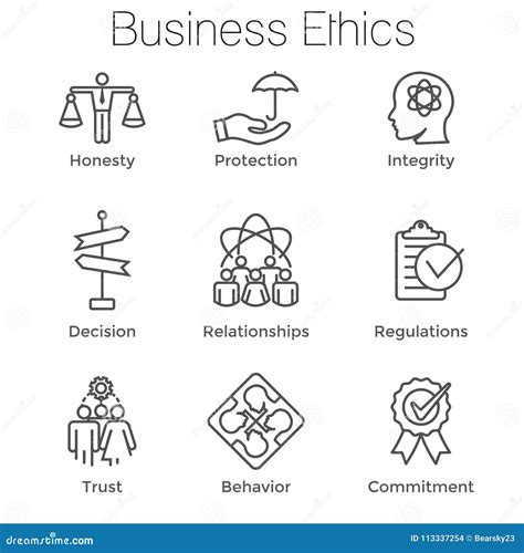 Business Ethics Set Icons Collection Includes Simple Elements Such As