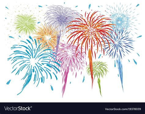 Colorful Fireworks Isolated On White Background Vector Image