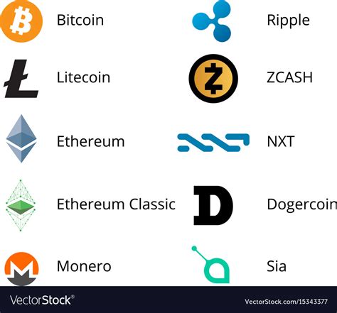Logo is important maybe by branding of cryptocurrencies. Cryptocurrency logo set Royalty Free Vector Image