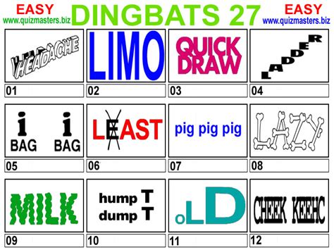 Printable Single Dingbats With Answers Printable Word Searches
