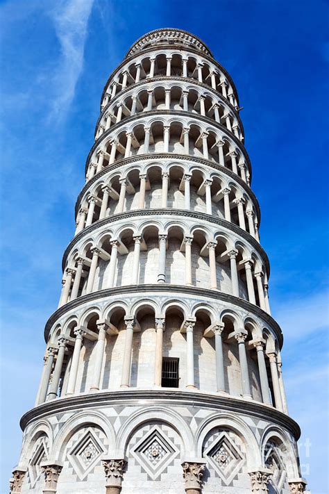 The Leaning Tower Of Pisa Tuscany Italy Wide Angle View Photograph
