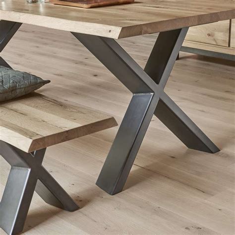 Article en acacia et mdf en provenance du vietnam. Table extensible rectangulaire en chêne massif et métal pieds en x - Carte | 4-pieds.com