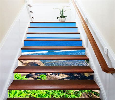 3d Sunny Blue Sea 1195 Stair Risers Aj Wallpaper