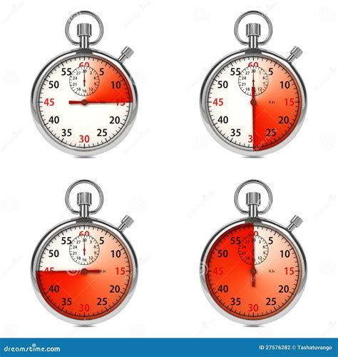 Stopwatch Red Timers Set On White Stock Illustration Illustration