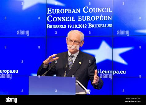 European Council President Herman Van Rompuy Pictured Speaking After The European Council