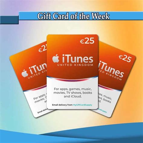 Itunes gift card code is redeemable for apps, games, music, movies, tv shows and more on the itunes store, app store, ibooks store, and the mac app store. Gift Card of the Week - UK iTunes €25 Cards - MyGiftCardSupply